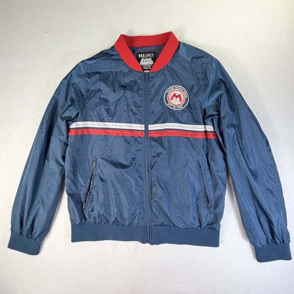 Nintendo Super Mario Bros Colorblock Sports Jacket Blue Red Size M
